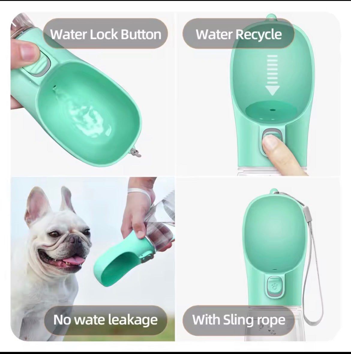 Portable Dog Water Bottle For Dogs + Cat Outdoor Leakproof Walking Drinking Bowls