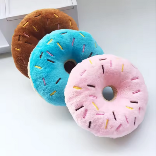 Pack Of 3 Squeaky Dog Donut Plush Toy