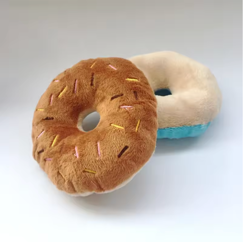 Pack Of 3 Squeaky Dog Donut Plush Toy