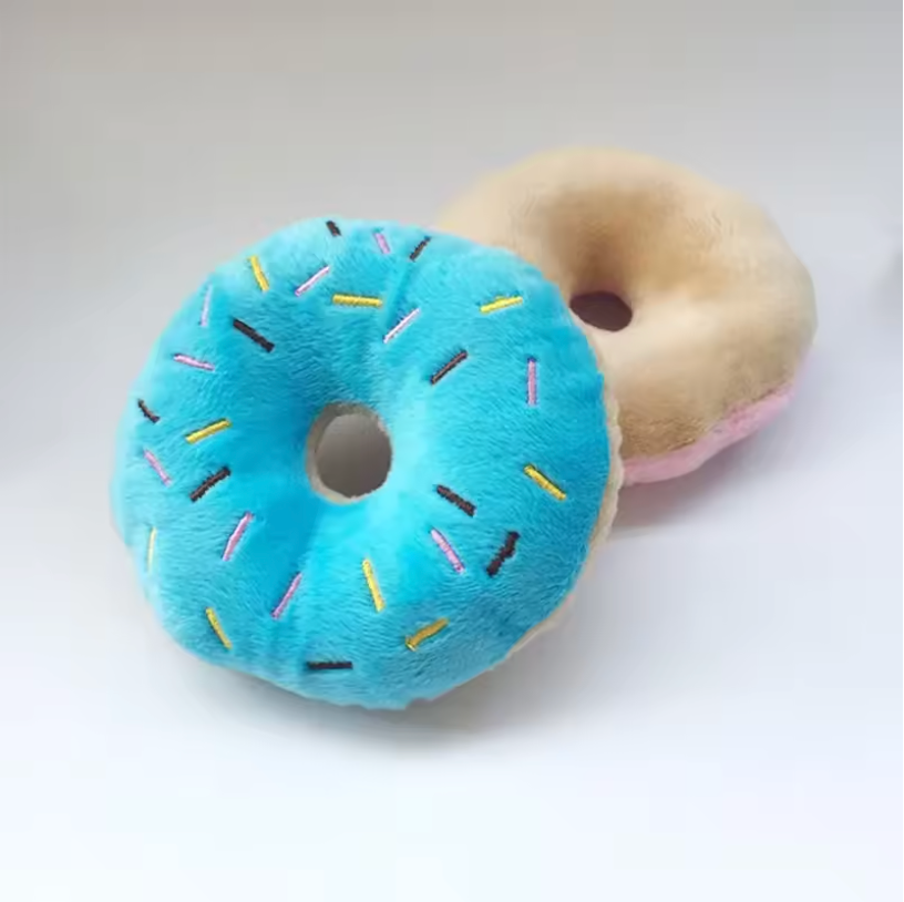 Pack Of 3 Squeaky Dog Donut Plush Toy