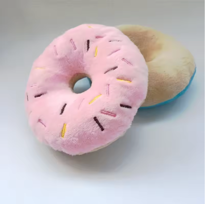 Pack Of 3 Squeaky Dog Donut Plush Toy