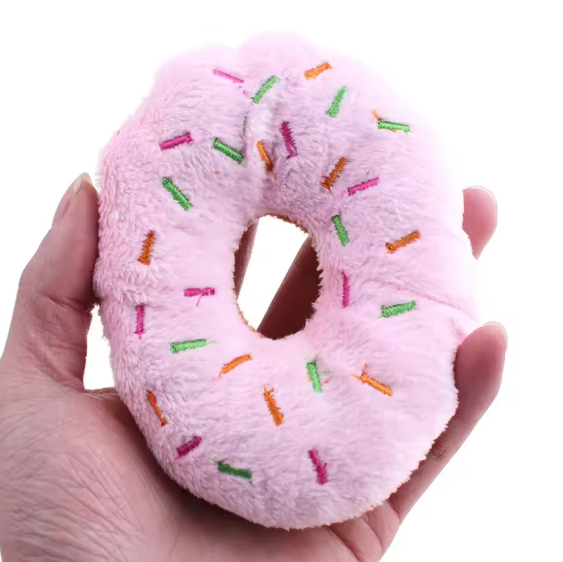 Pack Of 3 Squeaky Dog Donut Plush Toy