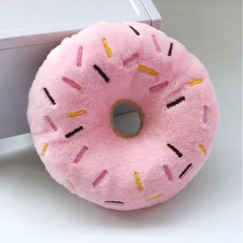 Pack Of 3 Squeaky Dog Donut Plush Toy
