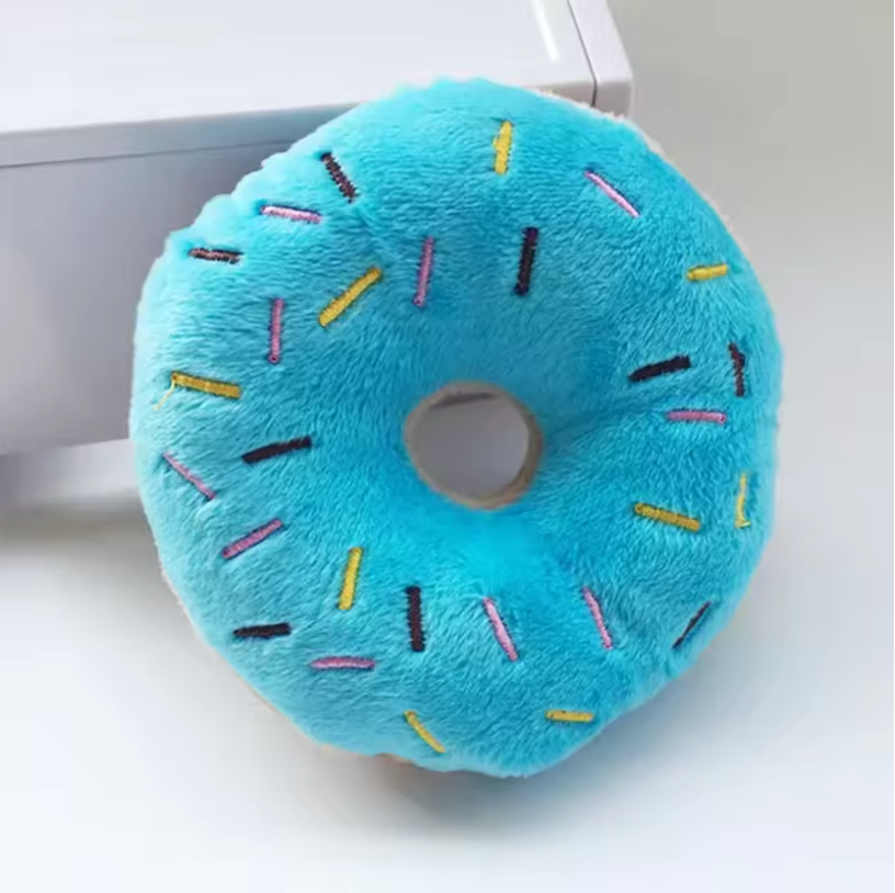 Pack Of 3 Squeaky Dog Donut Plush Toy