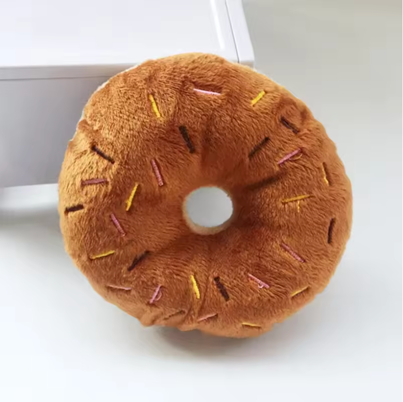 Pack Of 3 Squeaky Dog Donut Plush Toy